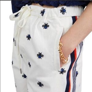 Anthropologie bee embroidered classic pants